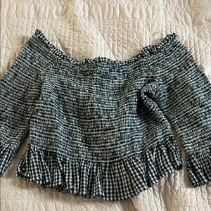 Black and White Gingham Off-Shoulder Top